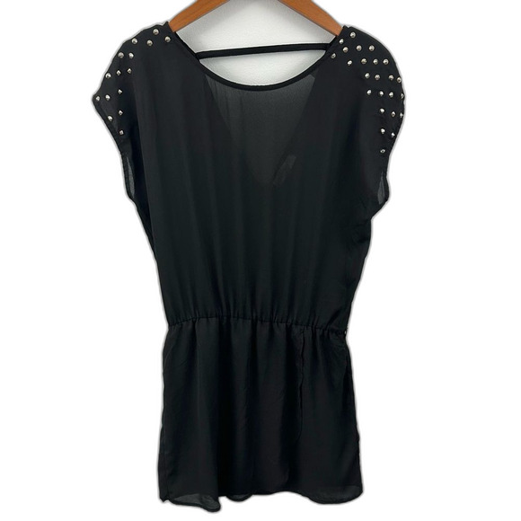 Umgee Black Silver Studded Mini Dress NWT Size Small - Picture 1 of 14